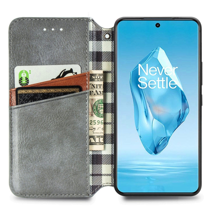 For OnePlus Ace 3 Pro Cubic Grid Pressed Magnetic Leather Phone Case