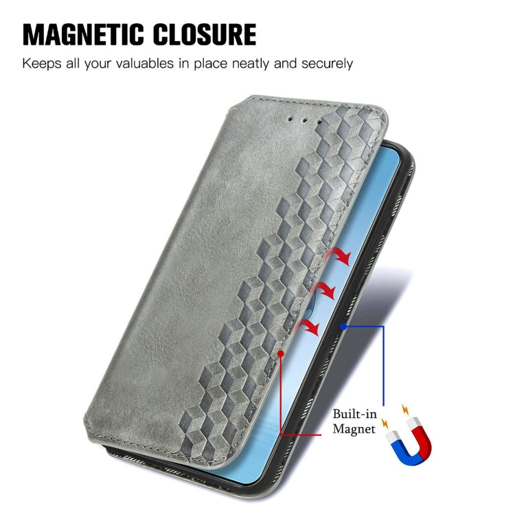 For OnePlus Ace 3 Pro Cubic Grid Pressed Magnetic Leather Phone Case