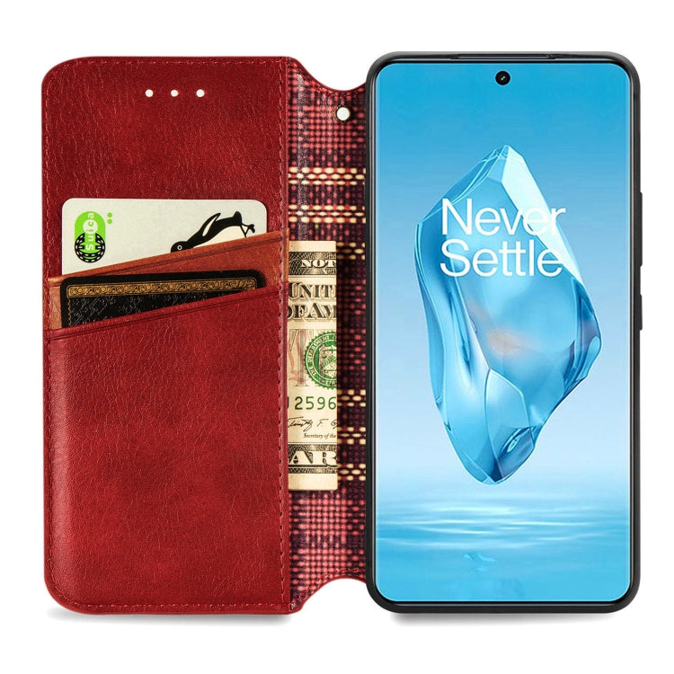 For OnePlus Ace 3 Pro Cubic Grid Pressed Magnetic Leather Phone Case