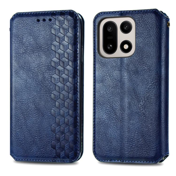 For OnePlus 15 Cubic Grid Pressed Magnetic Leather Phone Case