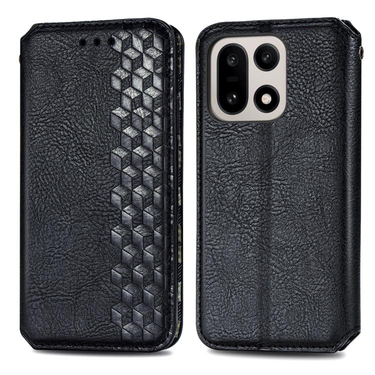 For OnePlus 15 Cubic Grid Pressed Magnetic Leather Phone Case