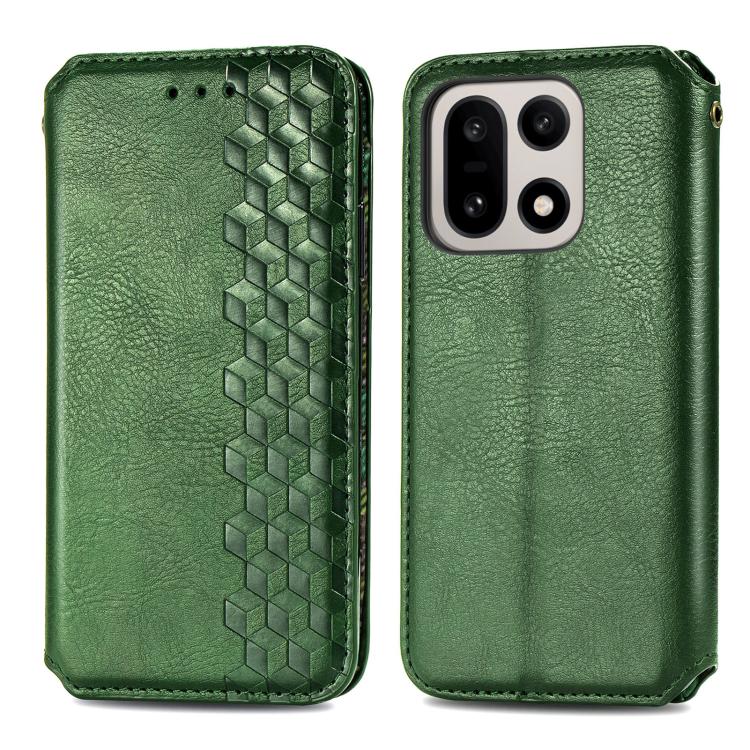 For OnePlus 15 Cubic Grid Pressed Magnetic Leather Phone Case