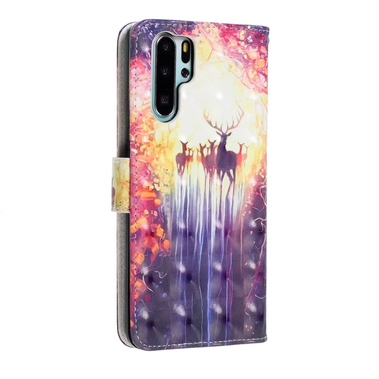 3D Visual Painting Left And Right Open Leather Case for Huawei P30 Pro , With Bracket & Card Slot & Wallet & Bracelet