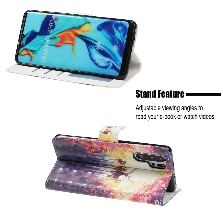 3D Visual Painting Left And Right Open Leather Case for Huawei P30 Pro , With Bracket & Card Slot & Wallet & Bracelet