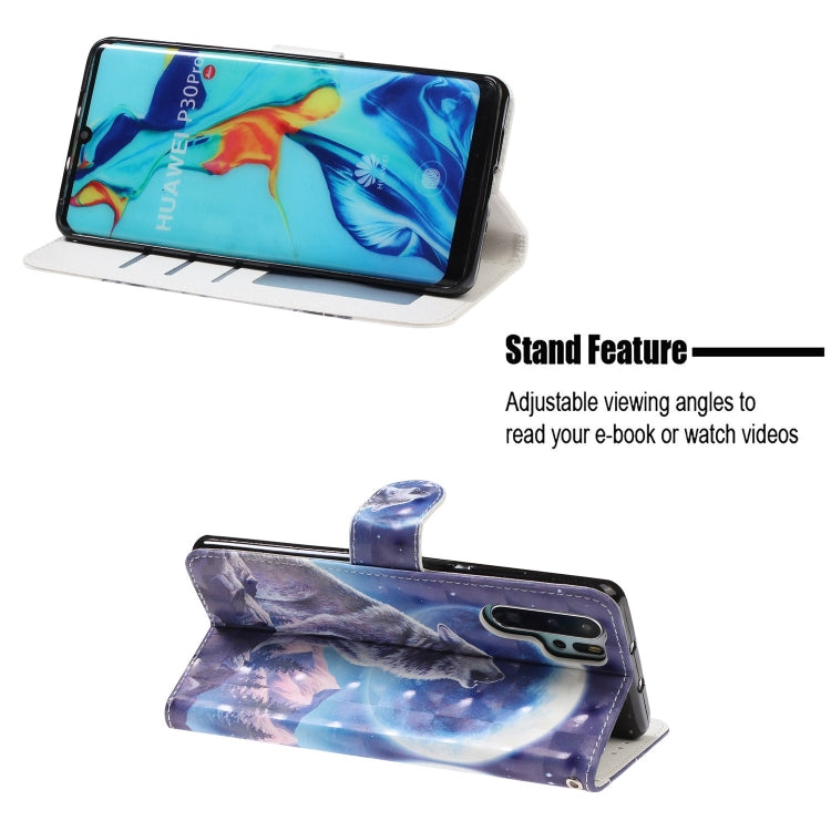 3D Visual Painting Left And Right Open Leather Case for Huawei P30 Pro , With Bracket & Card Slot & Wallet & Bracelet