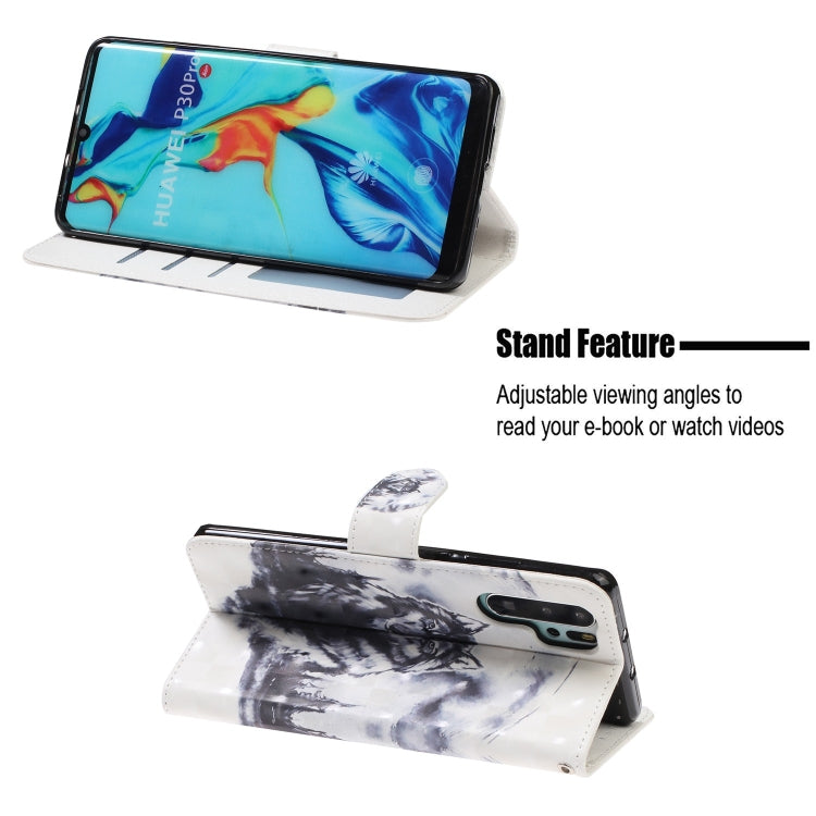 3D Visual Painting Left And Right Open Leather Case for Huawei P30 Pro , With Bracket & Card Slot & Wallet & Bracelet