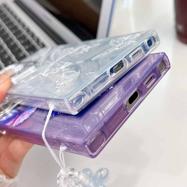 For Samsung Galaxy A16 5G Plating Texture Butterfly Wristband TPU Phone Case with Glitter Lens Film