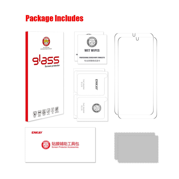 For Redmi K80 / K80 Pro 2pcs ENKAY 0.18mm High Aluminum-silicon Tempered Glass Film, Support Ultrasonic Fingerprint Unclock