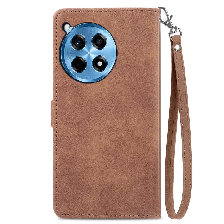 For OnePlus Ace 3 Pro Embossed Flower Zipper Leather Phone Case
