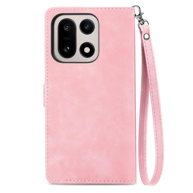 For OnePlus 15 Embossed Flower Zipper Leather Phone Case