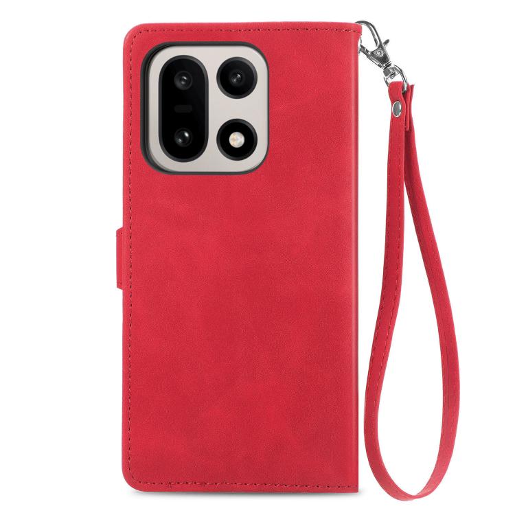 For OnePlus 15 Embossed Flower Zipper Leather Phone Case