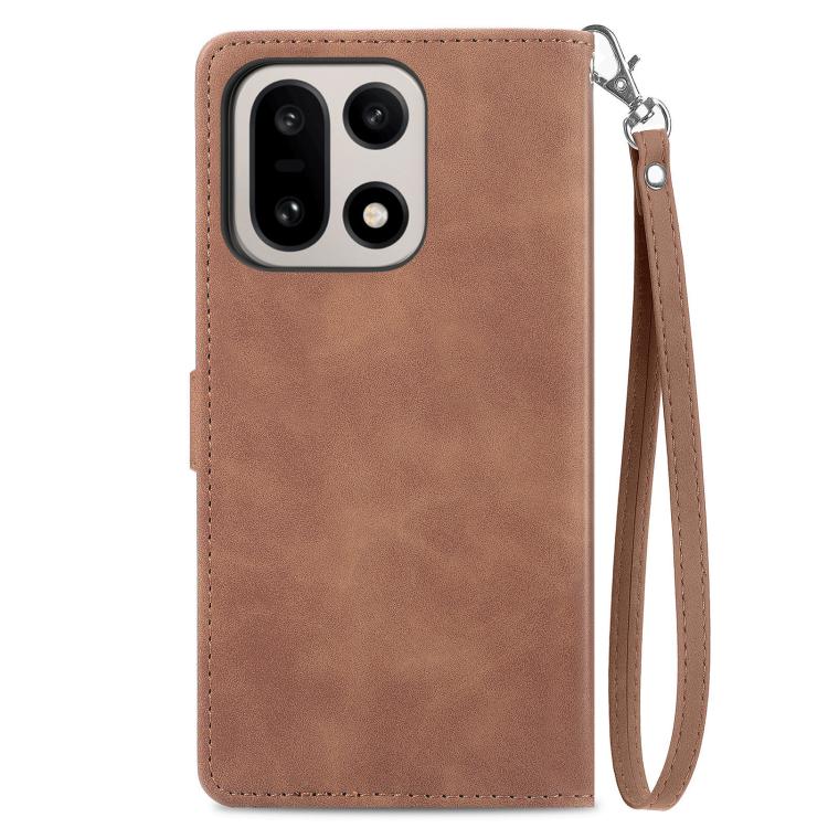 For OnePlus 15 Embossed Flower Zipper Leather Phone Case