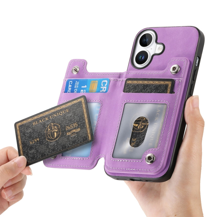 For iPhone 16 Plus Retro MagSafe Zipper Wallet Card Bag Back Phone Case