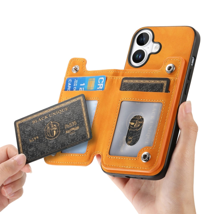 For iPhone 16 Retro MagSafe Zipper Wallet Card Bag Back Phone Case