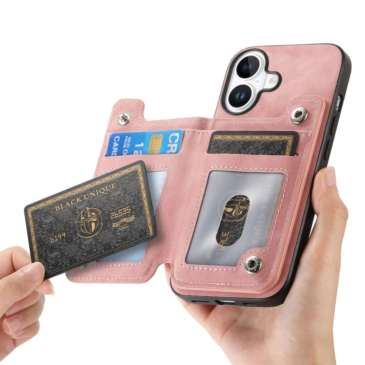 For iPhone 16 Retro MagSafe Zipper Wallet Card Bag Back Phone Case