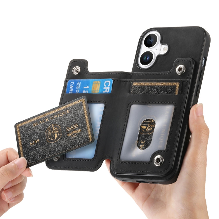 For iPhone 16 Retro MagSafe Zipper Wallet Card Bag Back Phone Case