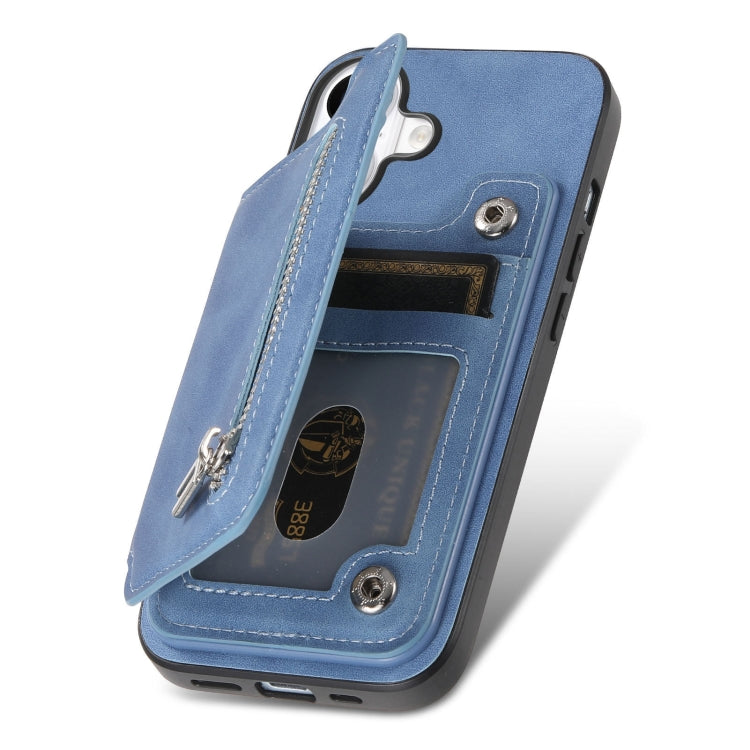 For iPhone 14 Pro Max Retro MagSafe Zipper Wallet Card Bag Back Phone Case