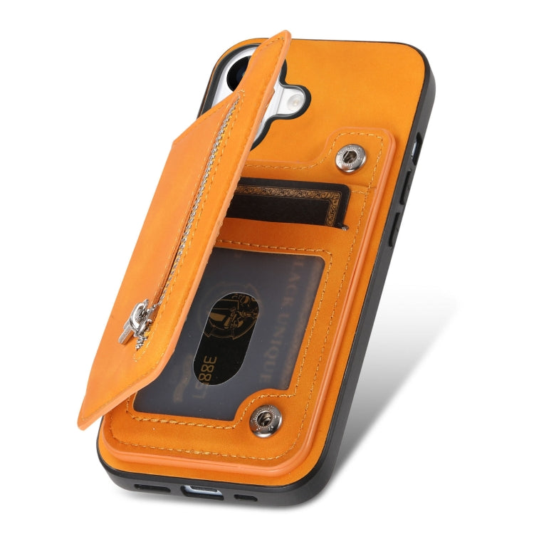 For iPhone 13 Pro Retro MagSafe Zipper Wallet Card Bag Back Phone Case