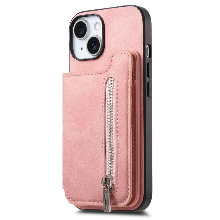 For iPhone 13 Retro MagSafe Zipper Wallet Card Bag Back Phone Case