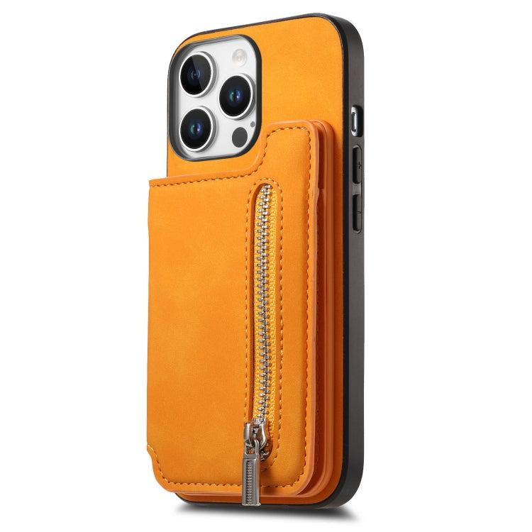 For iPhone 12 Pro Max Retro MagSafe Zipper Wallet Card Bag Back Phone Case