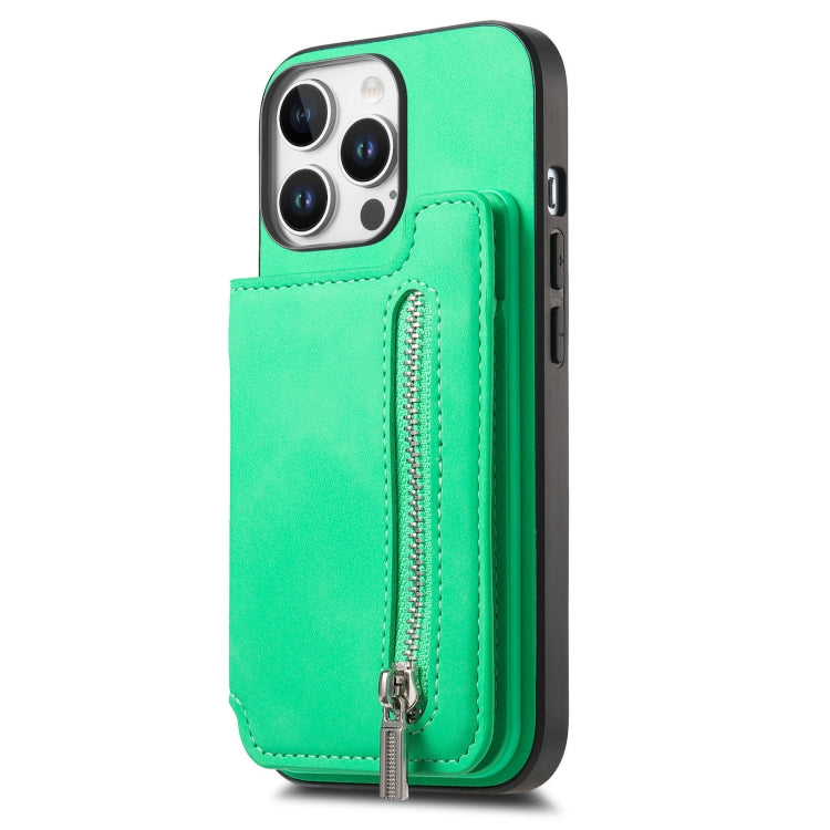 For iPhone 12 Pro Max Retro MagSafe Zipper Wallet Card Bag Back Phone Case