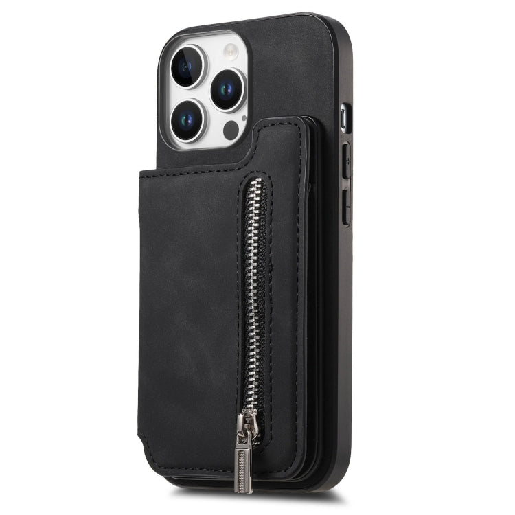 For iPhone 12 Pro Max Retro MagSafe Zipper Wallet Card Bag Back Phone Case