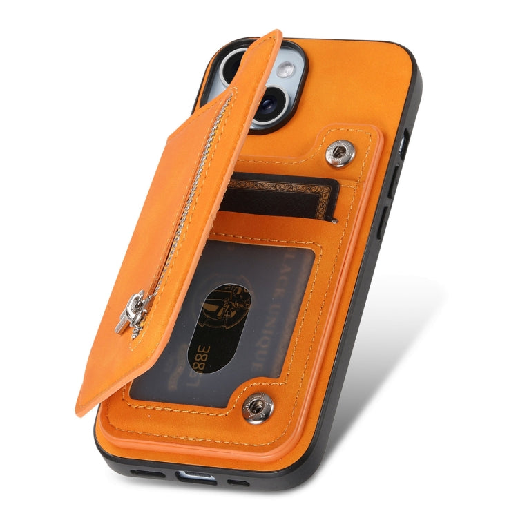 For iPhone 11 Pro Retro MagSafe Zipper Wallet Card Bag Back Phone Case