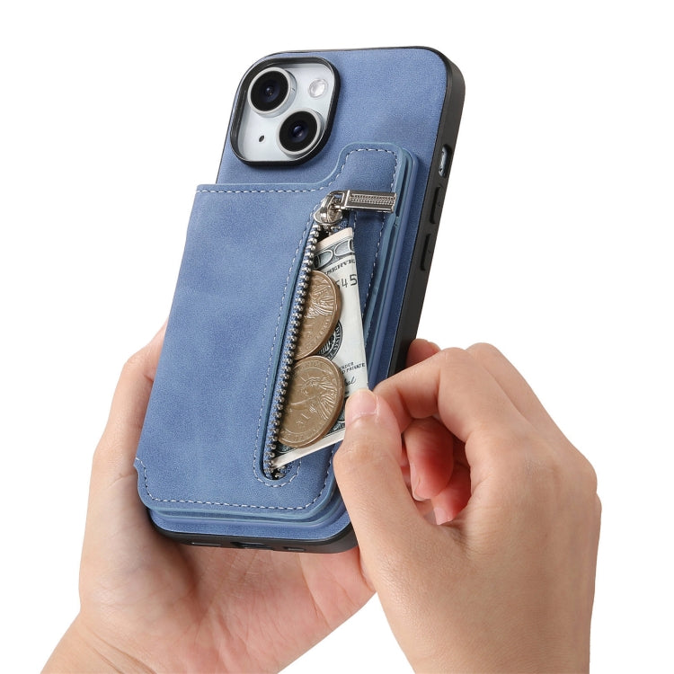 For iPhone 11 Pro Retro MagSafe Zipper Wallet Card Bag Back Phone Case