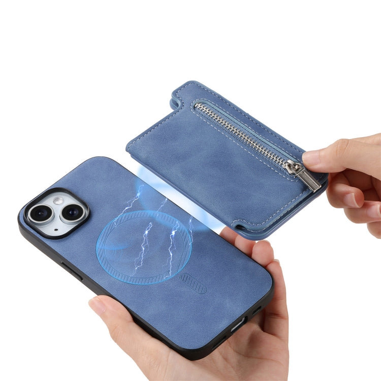 For iPhone 7 Plus / 8 Plus Retro MagSafe Zipper Wallet Card Bag Back Phone Case