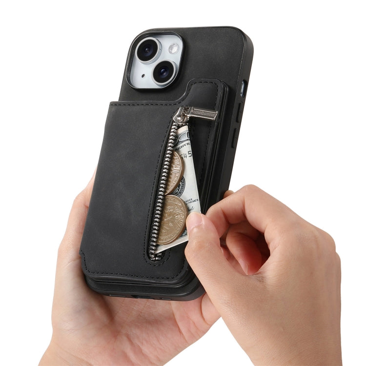 For iPhone 7 Plus / 8 Plus Retro MagSafe Zipper Wallet Card Bag Back Phone Case