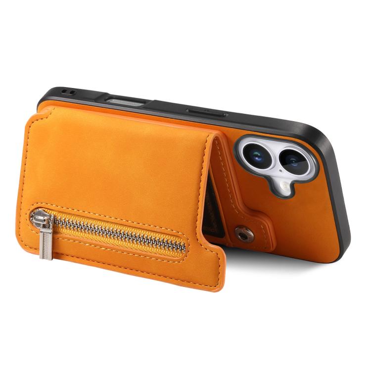 For iPhone 17 Retro MagSafe Zipper Wallet Card Bag Back Phone Case