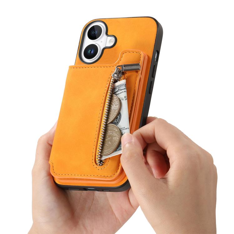 For iPhone 17 Retro MagSafe Zipper Wallet Card Bag Back Phone Case