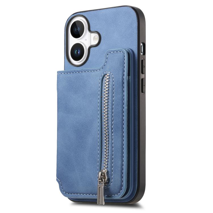 For iPhone 17 Retro MagSafe Zipper Wallet Card Bag Back Phone Case