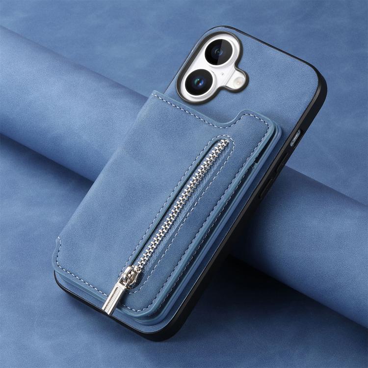 For iPhone 17 Retro MagSafe Zipper Wallet Card Bag Back Phone Case