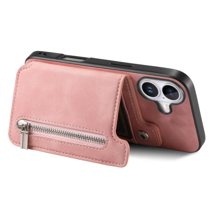 For iPhone 17 Retro MagSafe Zipper Wallet Card Bag Back Phone Case