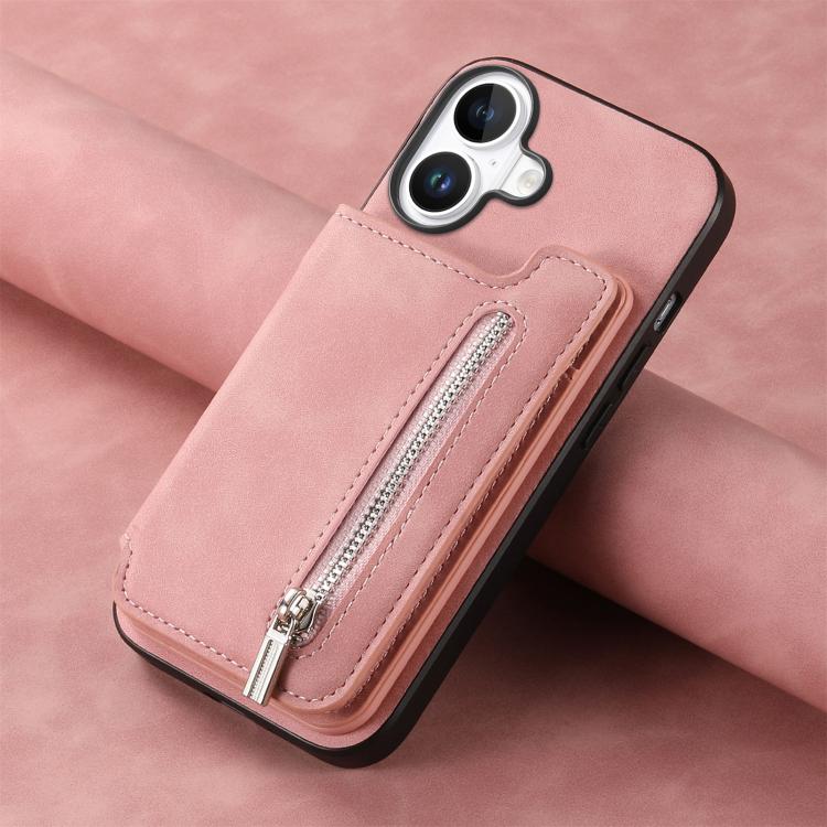 For iPhone 17 Retro MagSafe Zipper Wallet Card Bag Back Phone Case