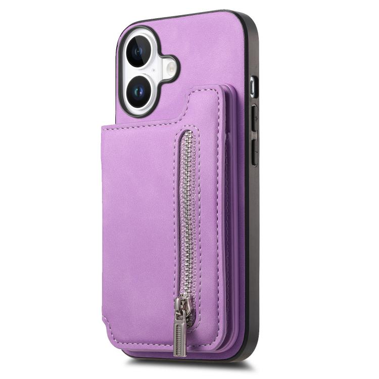 For iPhone 17 Retro MagSafe Zipper Wallet Card Bag Back Phone Case