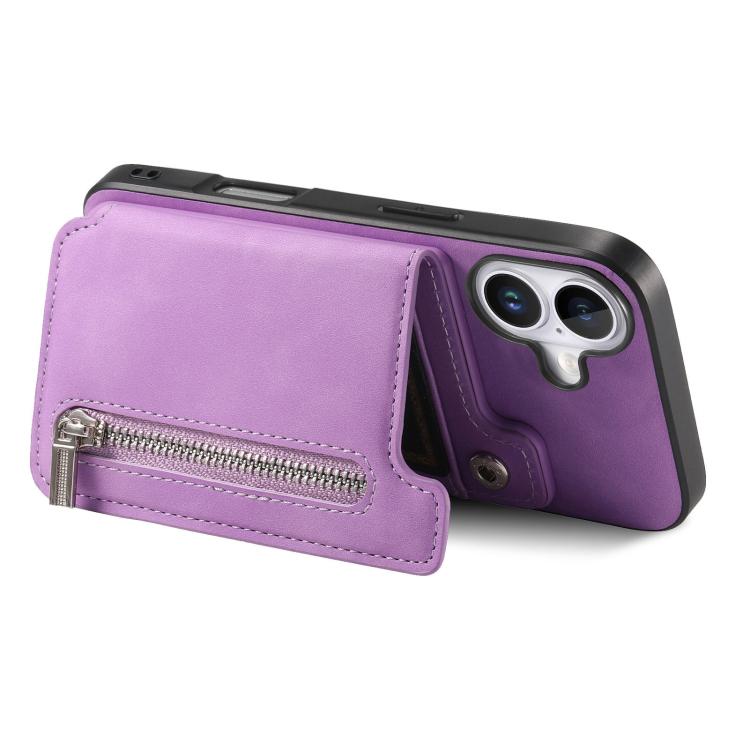 For iPhone 17 Retro MagSafe Zipper Wallet Card Bag Back Phone Case
