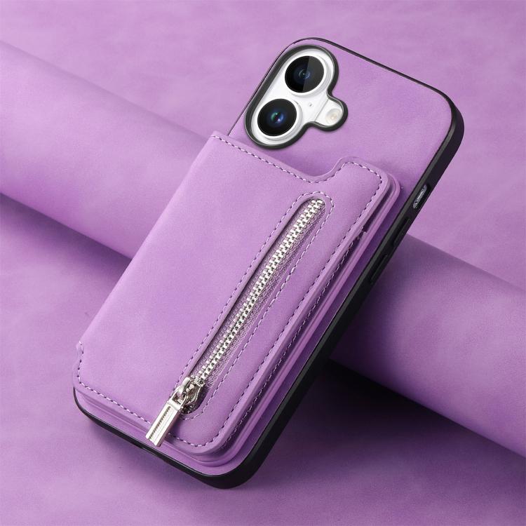 For iPhone 17 Retro MagSafe Zipper Wallet Card Bag Back Phone Case