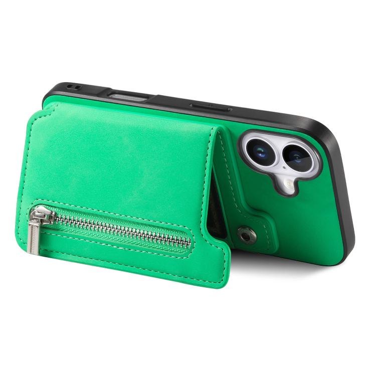 For iPhone 17 Retro MagSafe Zipper Wallet Card Bag Back Phone Case