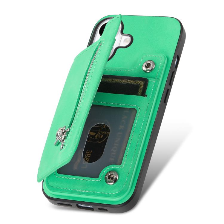 For iPhone 17 Retro MagSafe Zipper Wallet Card Bag Back Phone Case