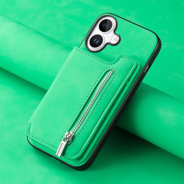 For iPhone 17 Retro MagSafe Zipper Wallet Card Bag Back Phone Case