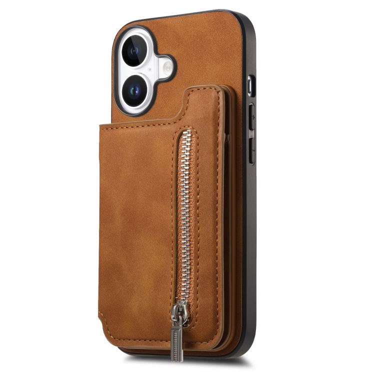 For iPhone 17 Retro MagSafe Zipper Wallet Card Bag Back Phone Case