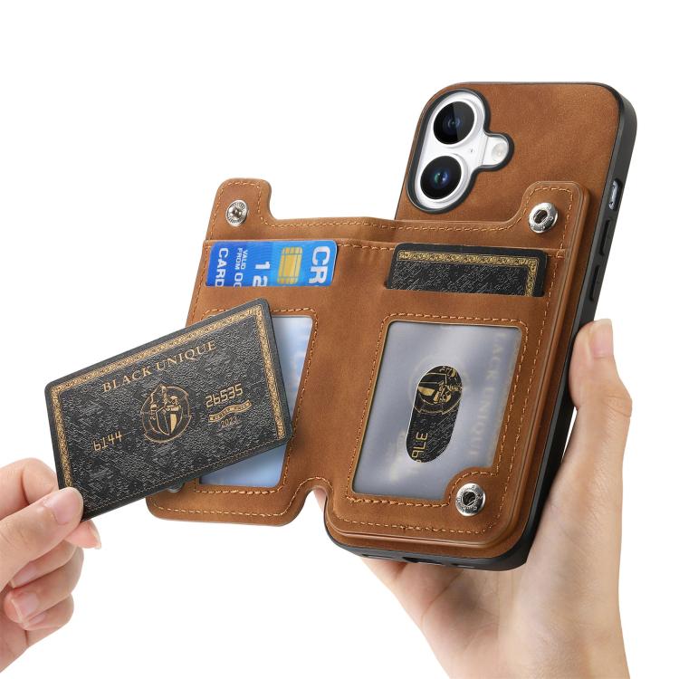 For iPhone 17 Retro MagSafe Zipper Wallet Card Bag Back Phone Case