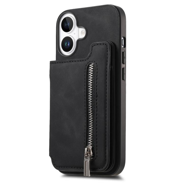 For iPhone 17 Retro MagSafe Zipper Wallet Card Bag Back Phone Case