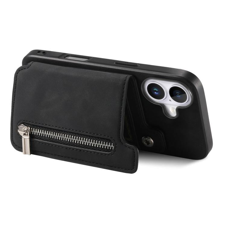 For iPhone 17 Retro MagSafe Zipper Wallet Card Bag Back Phone Case