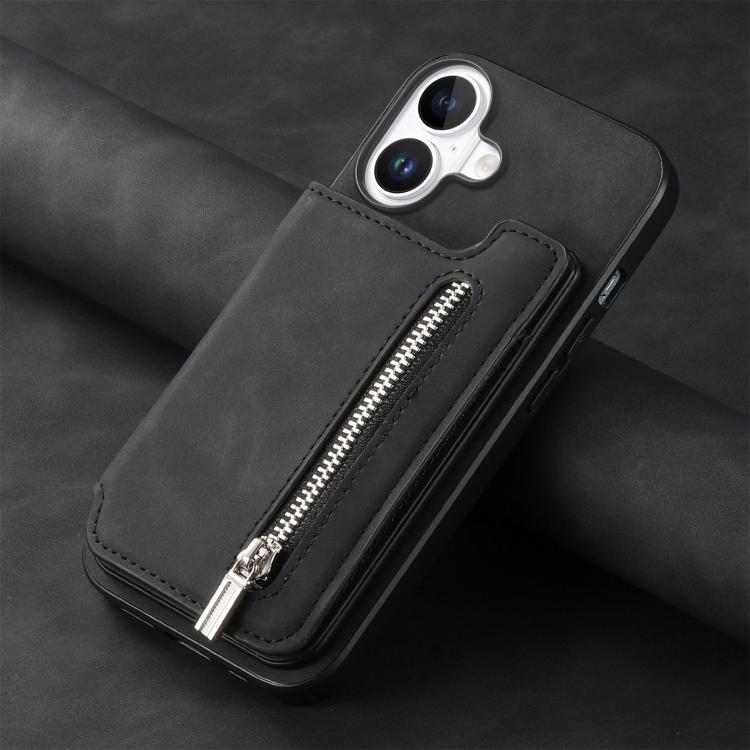 For iPhone 17 Retro MagSafe Zipper Wallet Card Bag Back Phone Case