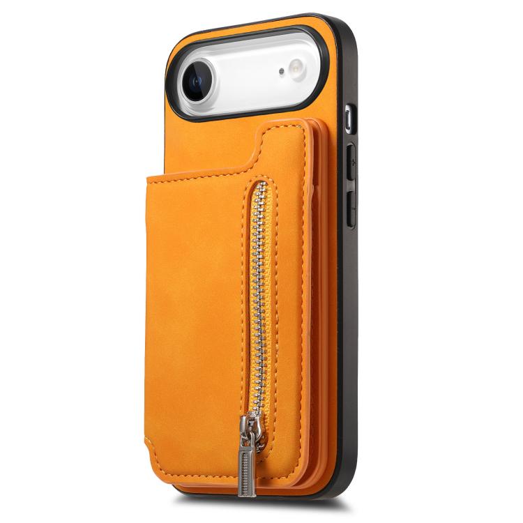 For iPhone Air Retro MagSafe Zipper Wallet Card Bag Back Phone Case