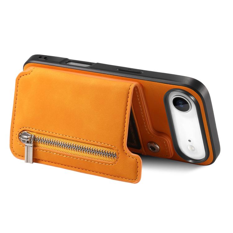 For iPhone Air Retro MagSafe Zipper Wallet Card Bag Back Phone Case