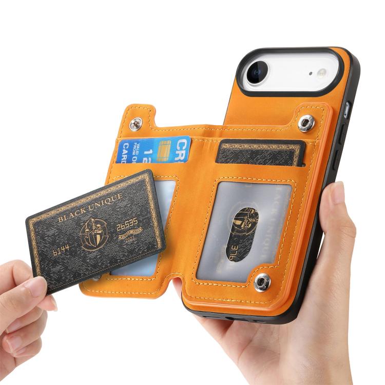For iPhone Air Retro MagSafe Zipper Wallet Card Bag Back Phone Case